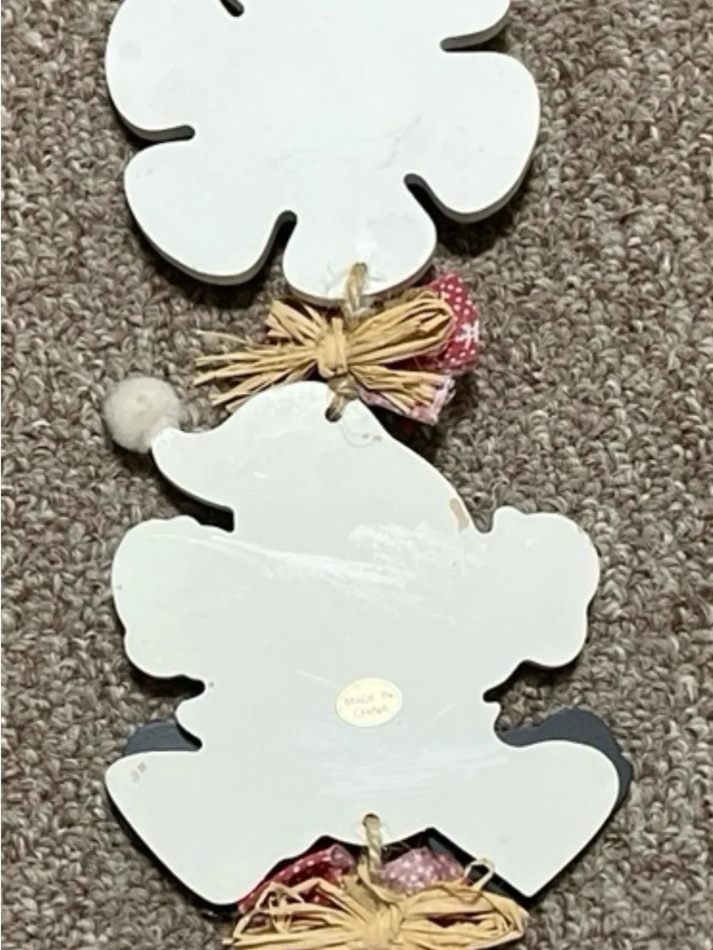 3 Wood Block Let It Snow Snowman Candy Cane Christmas Ornament Wall Hanging